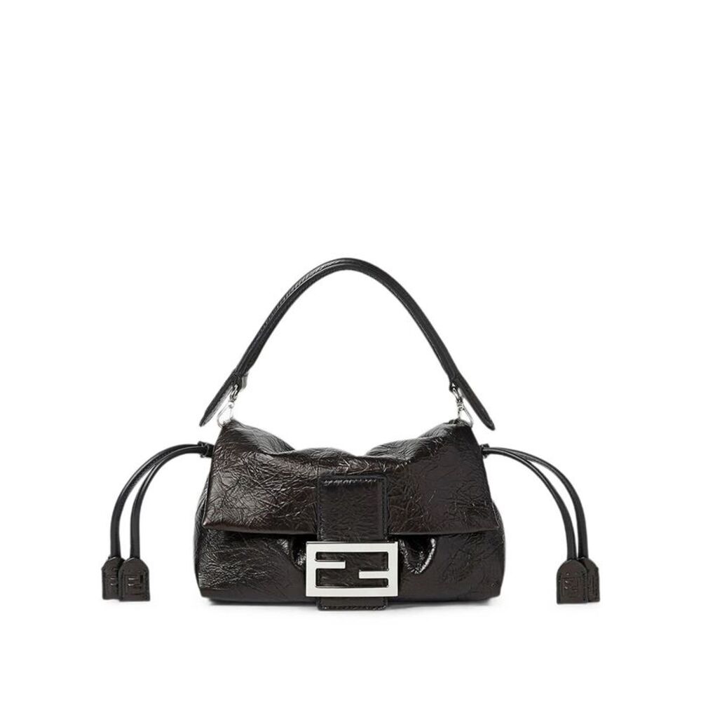 Minibag "Baguette® Soft Small" In Pelle Nera Crackled Women